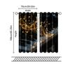 2 Pcs, Filtering Curtains (excluding Rods, Non-movable, Without Batteries) Golden Piano & Musical Notes for Use In Bedrooms and