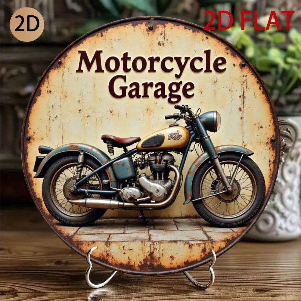 Retro Round Metal Sign Vintage Motorcycle Man Cave Garage Wall Art Aluminum Plaque Indoor Outdoor Home Decor Bar