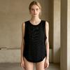 Women Vest Solid Color Loose Fit Sleeveless Tops Round Neck Mesh Yarn Splicing Thin Yoga Sport Tops Daily Wear