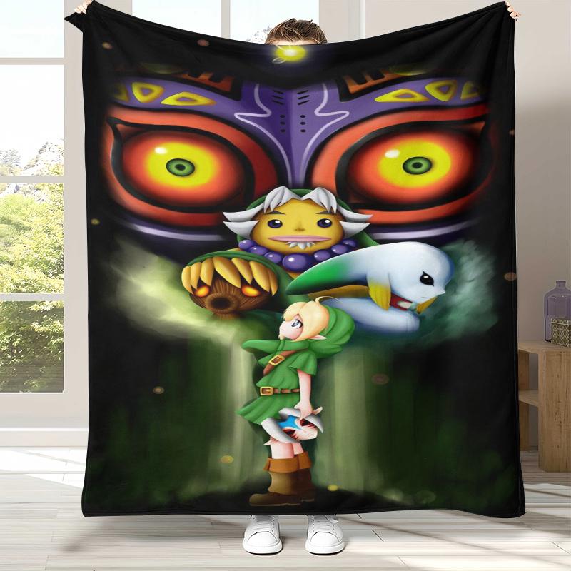 Retro Z-Zelda Cartoon Link Games Flannel Blanket,Ultra Soft Warm Plush Throw for Home Bedroom Bed Sofa Cover Camping Picnic Kid