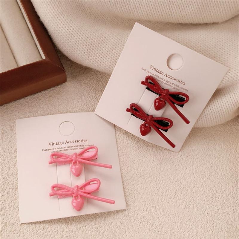 2pcs/set Children's Korean Hair Clips Hair Bowknot Hairpin For Girls Vintage Sweet Hair Grip Elegant Hair Accessories