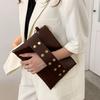 1 Piece Women's Clutch Bag, Solid Color Envelope Handbag with Rivet Inlay, Zipper Closure, Lined Suitable for Work, Commute, Date, Party