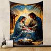 Mary Joseph and Baby Jesus Depiction Patterned Tapestry for Bedroom and Living Room Home Decor