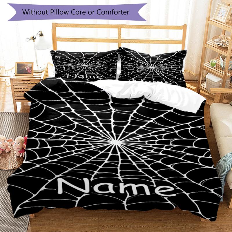 3pcs Custom Name spider Bedding Set Duvet Cover Closure Includes 1 Duvet Cover & 2 Pillowcases, Soft and Comfortable for All Seasons.