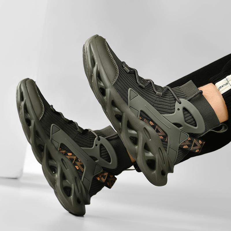 Flying woven breathable socks shoes lightweight twist sole lightweight sports shoes soft sole outdoor high-top running shoes