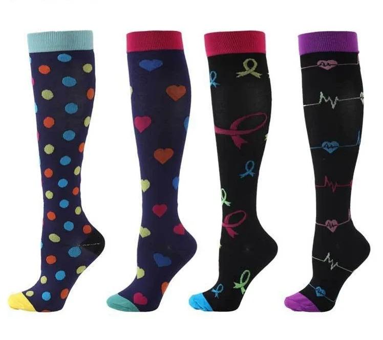 4 Pairs Women Men Compression Socks Stockings Elastic Sports Beautiful Leg Running Nurse Outdoor Climbing Cycling Socks Gym