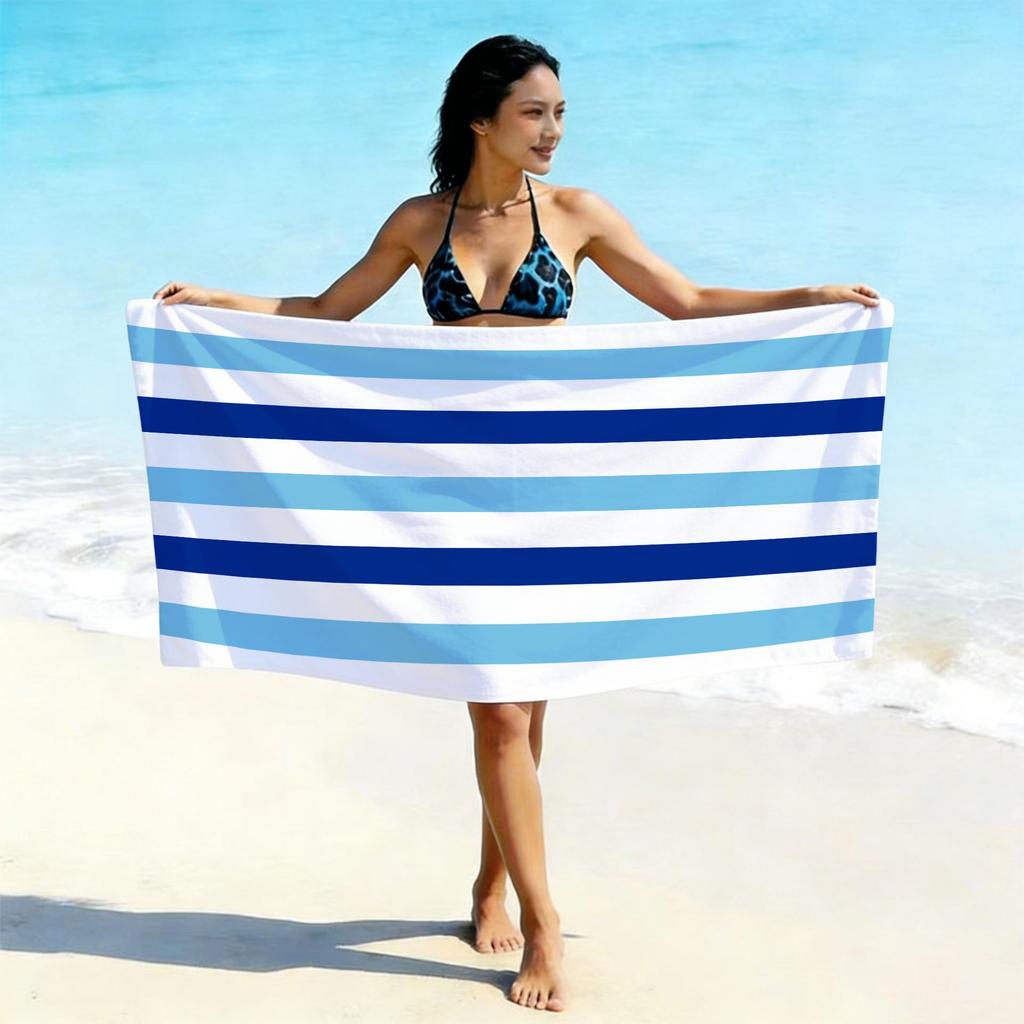 Ultra-Absorbent Striped Beach & Bath Towel - Thick, Soft, Microfiber
