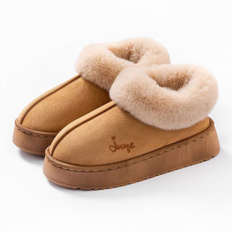 thick-soled bag and cotton slippers, plush cotton shoes for home use in autumn and winter, and couple warm snow boots when going out.