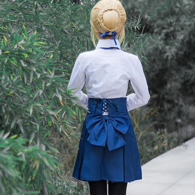 Women Clothes Fate Stay Night Saber Negligee Cosplay Costume JK Student Wear Student Uniform