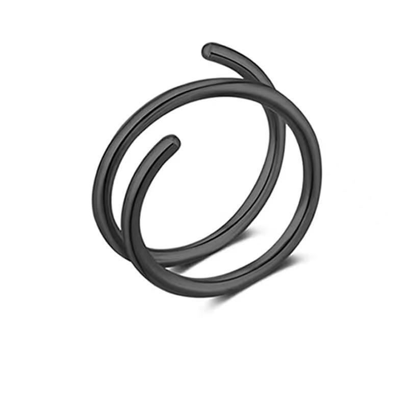 Stainless Steel Spiral Nose Stud Ring with Vacuum Electroplating