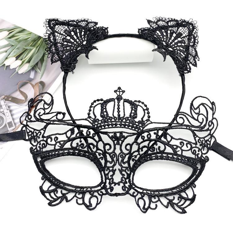 Kostüm-Stirnbandmaske mit schwarzem Spitzenmaterial für Halloween-Partys und Cosplay-Veranstaltungen