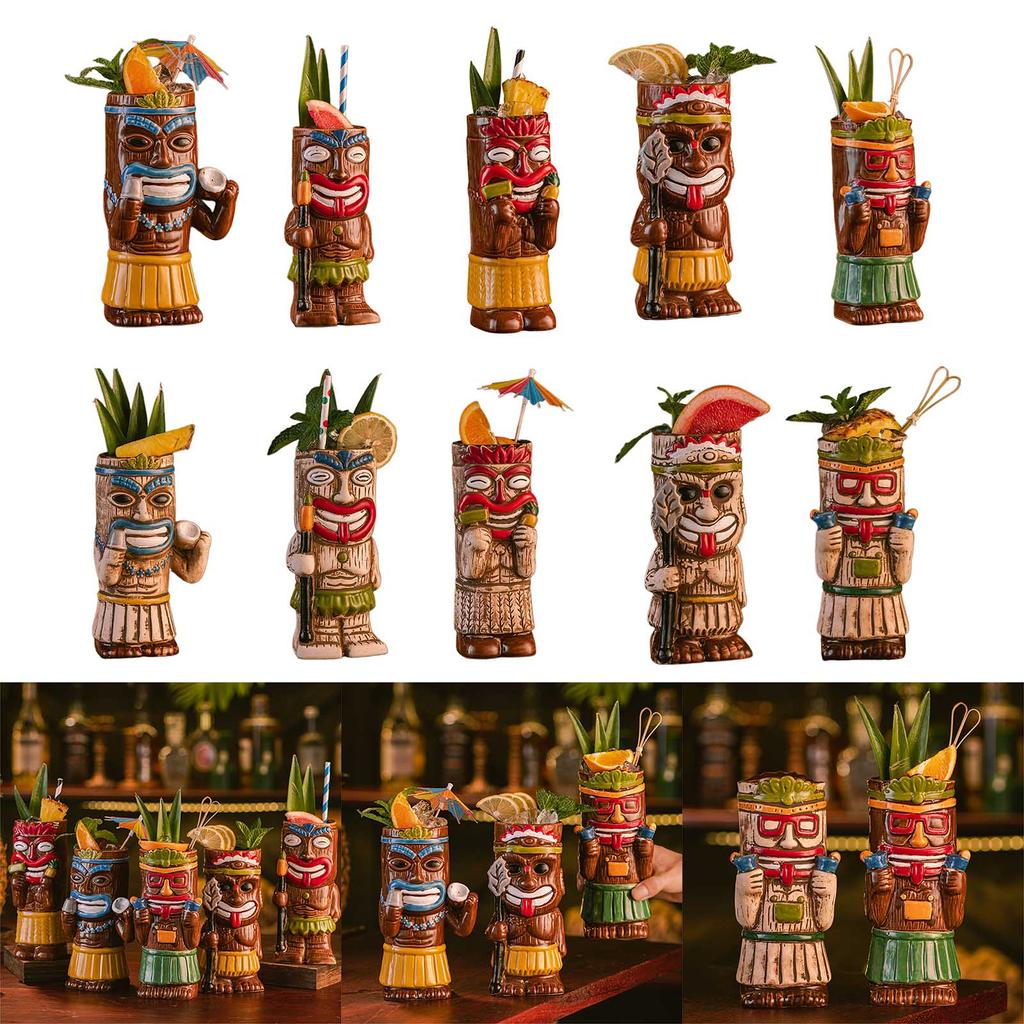 Creative Island Inspired Cup Whimsical Island Style Glass Cocktail Glass Hawaiian Party Tiki Mugs Drinkware for Parties