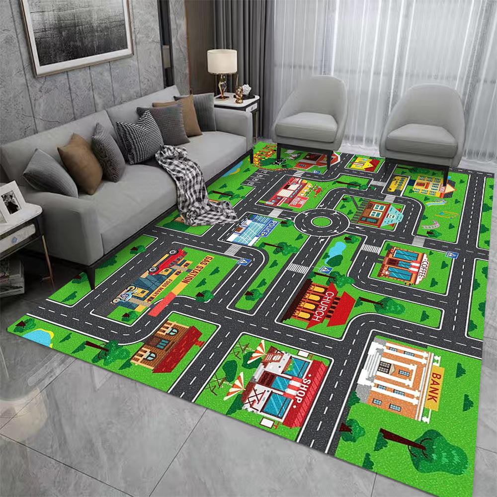 Baby Crawling Play Mat Car Play Mat for Boys and Girls Highway City Traffic-Themed Rugs for Kids Toy Cars Kids Rugs for Playroom