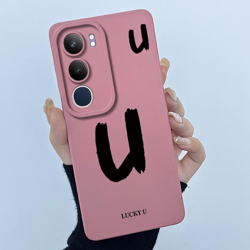 

For Vivo Y19s V2149 Cover Case Lucky Initial Letter Couple Silicone Soft Matte Phone Bumper for Vivo Y19s 4G Y29 5G Casing Vivo Y19s 4G