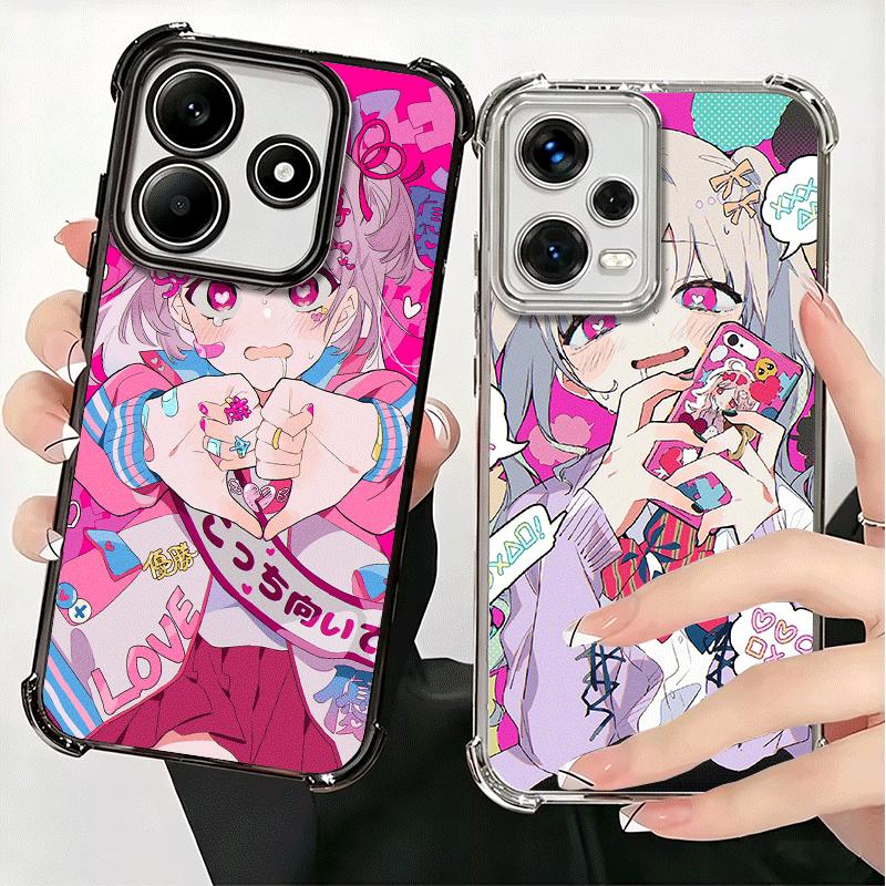 Anime Kwaii Mädchen Ins Stil Galvanisiert Handyhülle Für Xiaomi Redmi Note 14 15 Pro Plus 13 12 11 11S 11T 10 9S 9 5G Anti-Fall Airbag