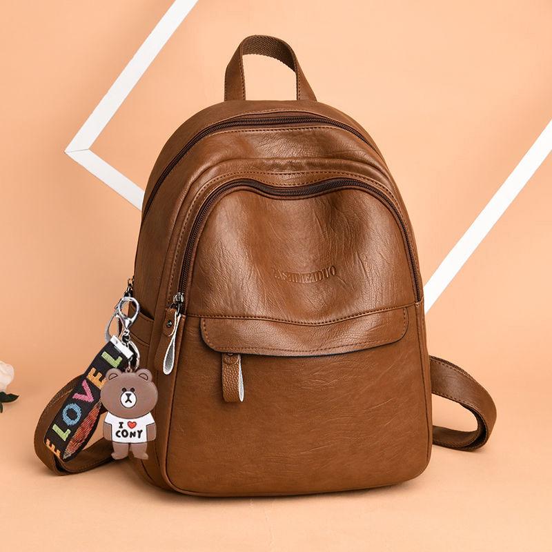Versatile Women's PU Leather Backpack Handbag – Large Capacity, Casual Schoolbag