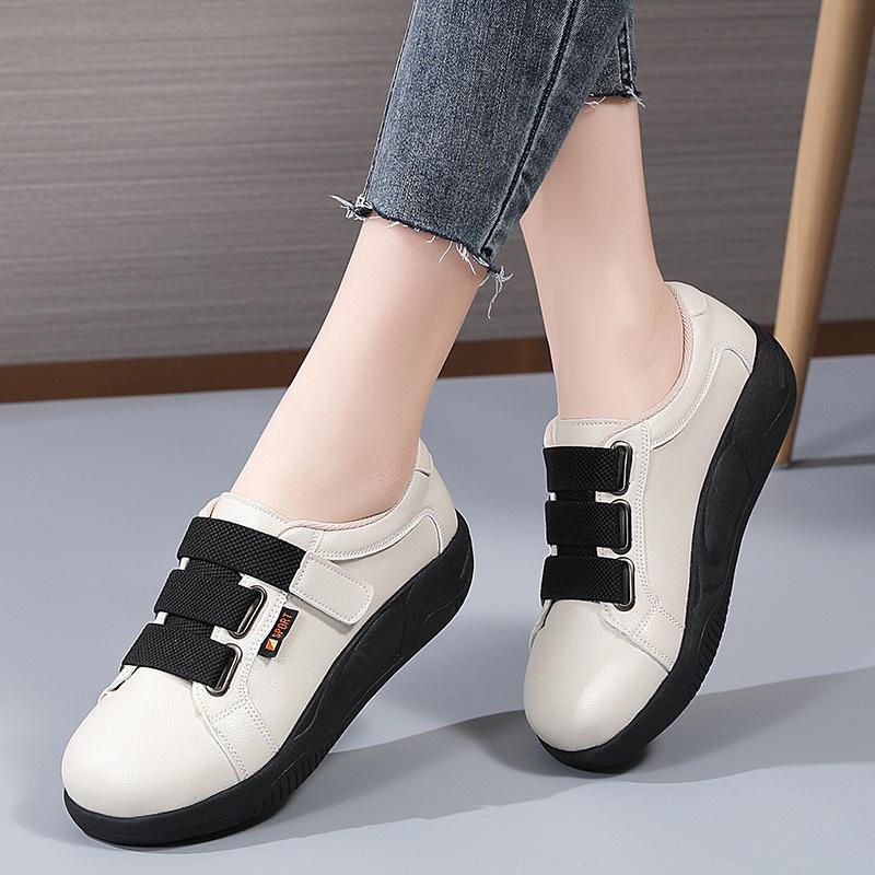 Women's Chunky-Soled White Sneakers 2025 Spring/Fall New Arrival Korean Style Slip-On Casual Sneakers