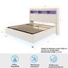 LED Upholstered Bed 180 X 200 Cm, Upholstered Storage Bed with USB Charging Port and Hydraulic Storage, Skin-friendly Linen Fabric, Beige
