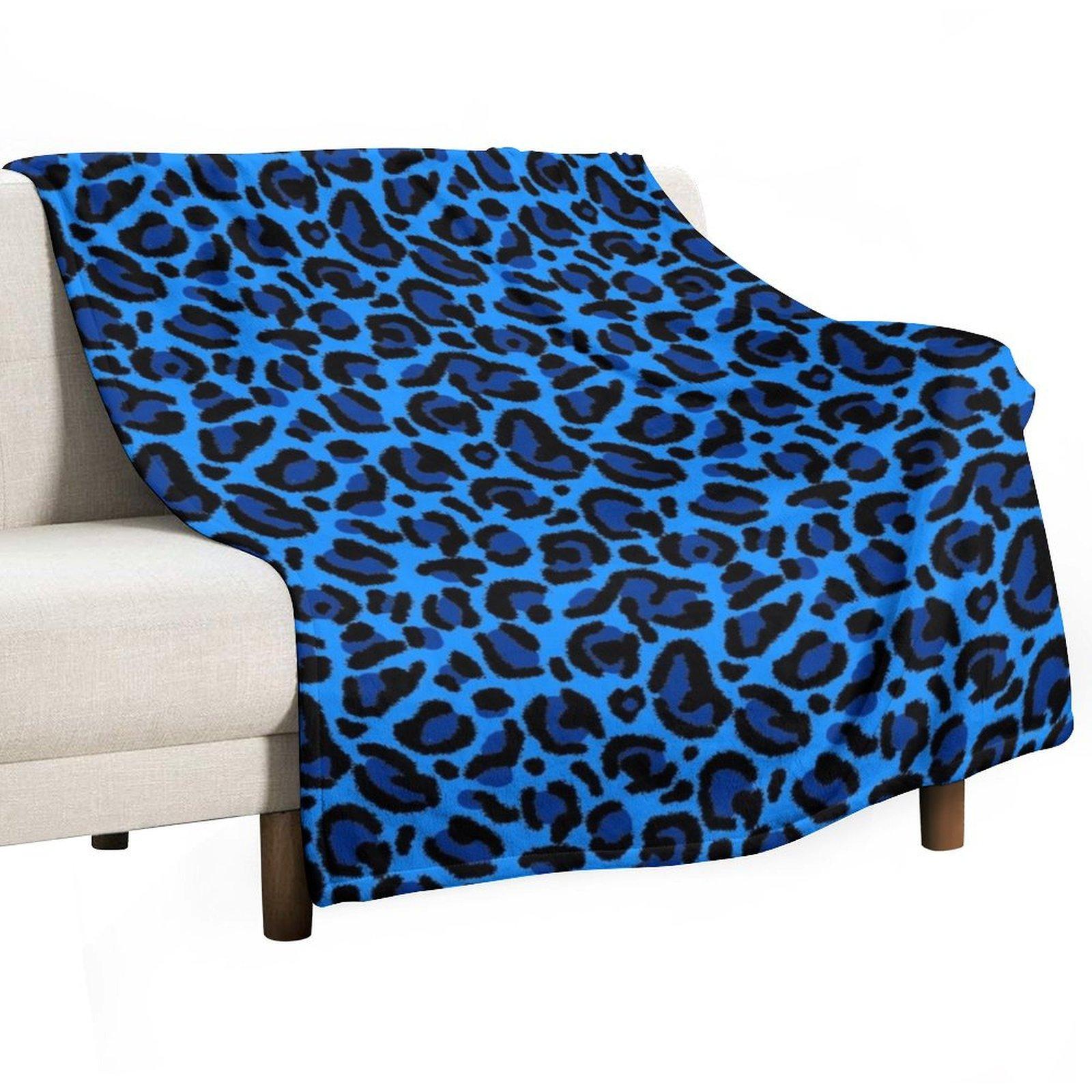 

Blue Y2K Aesthetic Leopard Print Throw Blanket Softest Extra Large Throw Blankets For Sofas Hairys Blankets 30x40in
