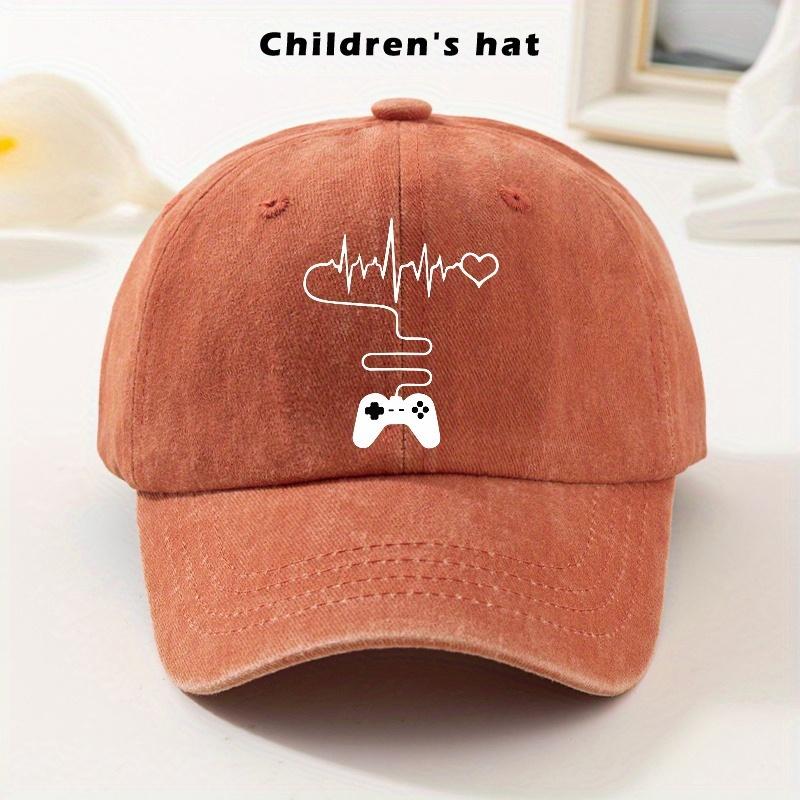 A Vintage Baseball Cap with a Heart Pattern Designed for Kids Stylish SoftTop Cap for Boys And Girls Adjustable Size Trendy