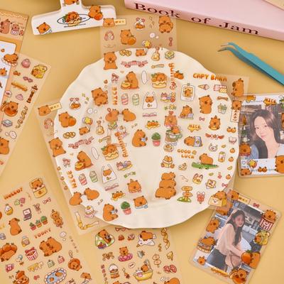 6ks Kawaii Capybara samolepky Roztomilé kreslené samolepky Hand Account Album Diář Dekorační samolepky Estetické psací potřeby Dárky