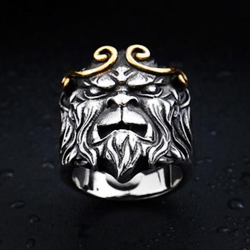 Retro Tight Metal Ring, Beautiful Monkey Head Ring, Fighting and Defeating Buddha Ring