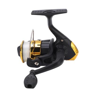 Mulinello da pesca a spinning con bobina in metallo, 3 cuscinetti a sfera, porta filo in metallo con filo da 40M N.6, mulinello da pesca dorato con filo