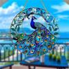Peacock Sun Catcher. Dyed window hanging, a lovely gift for ladies & holiday decor.