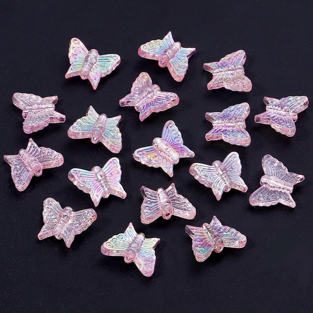 50-Pack Acrylic Colored Transparent Butterfly Beads for DIY Phone Chains