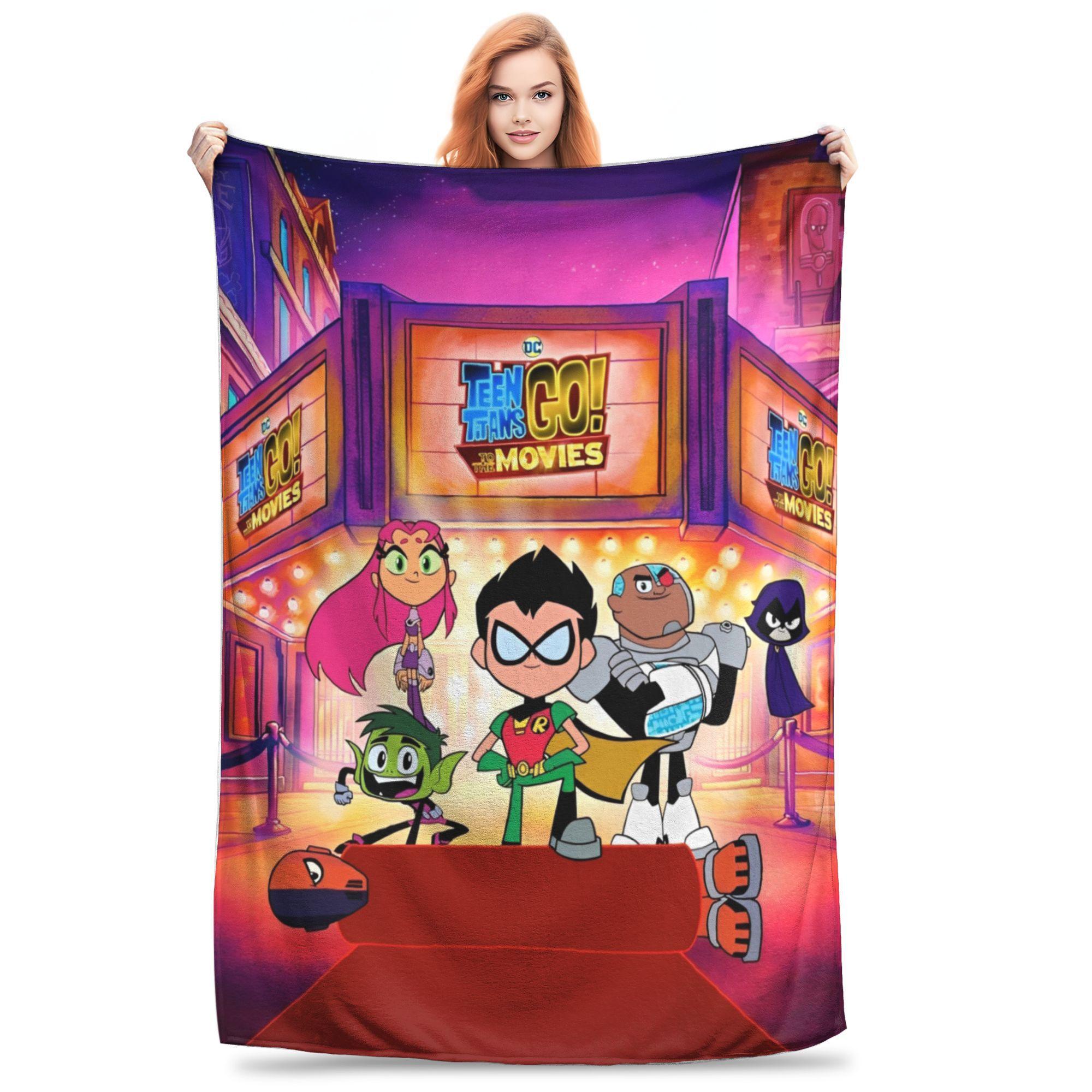 

Teen Titans Go Poster Blanket Flannel Throw Blankets Summer Air Conditioning Decoration Lightweight Bedsprea, 30x40in
