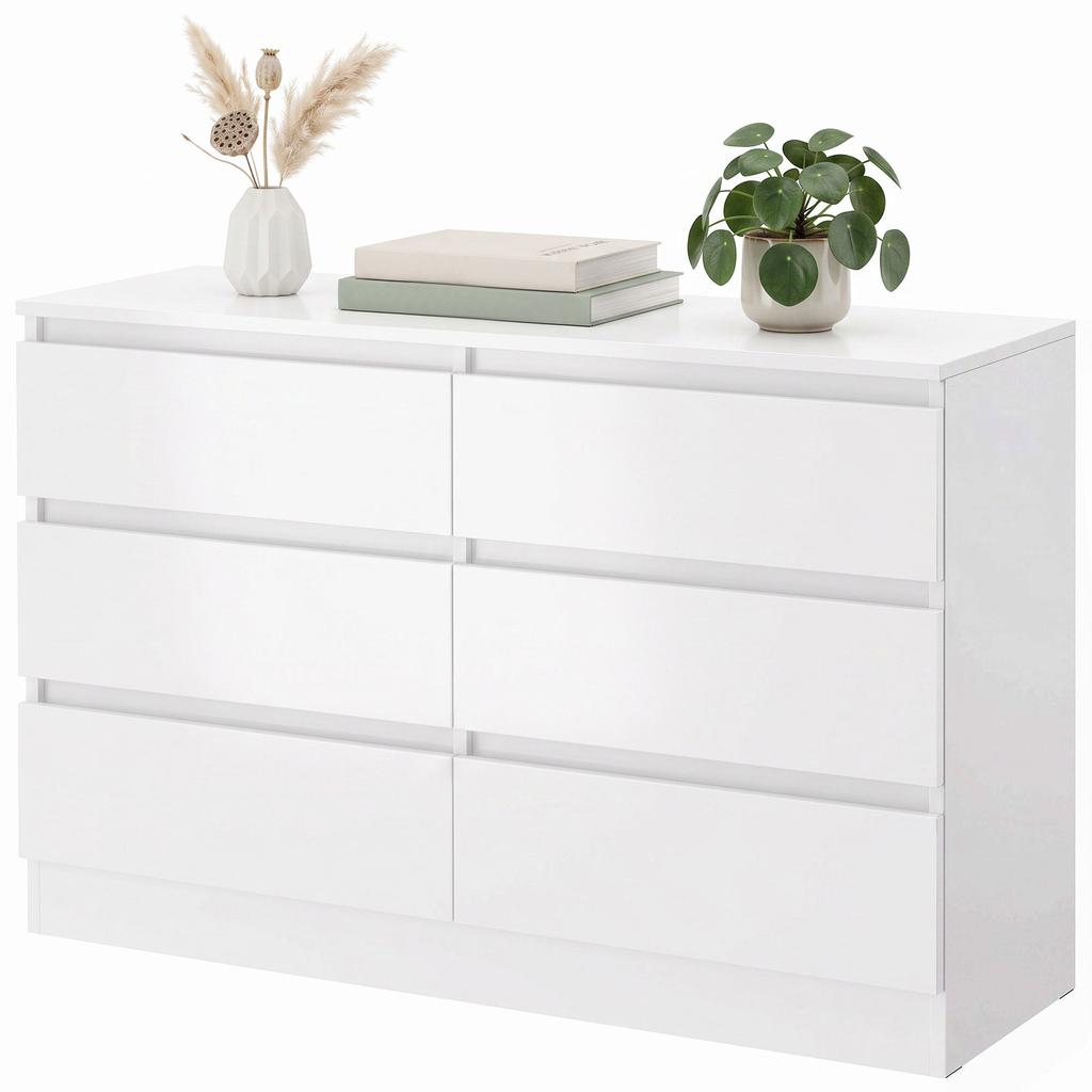 6 Drawer Chest Of Drawers For Bedroom And Living Room 100x35x69 Cm White