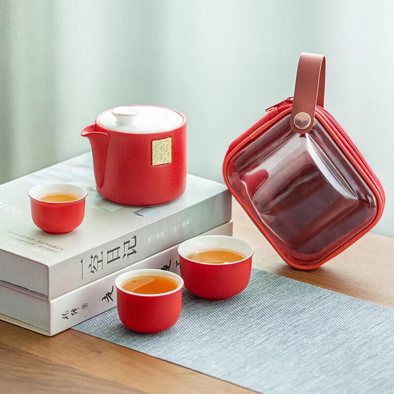 Gilt Ruyi Ceramic Travel Tea Set