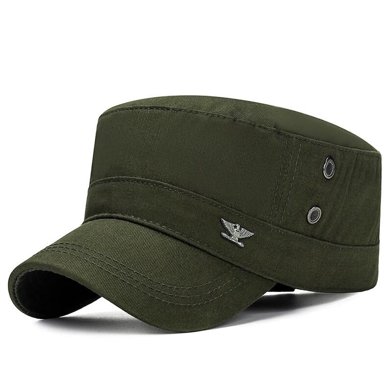 ZHENYUEQI Men s Eagle Logo Cotton Flat Top Cap Adjustable