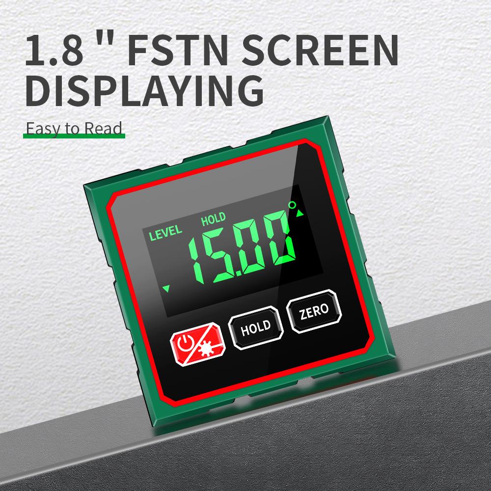 Digital Level Box Angle Meter Finder Bevel Gauge Cube Protractor Inclinometer with Green Laser Beam and Magnets