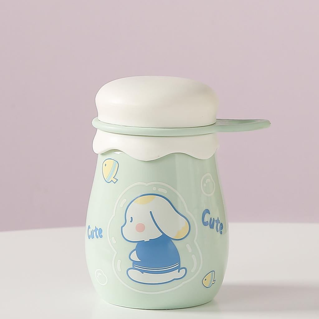 Souvenir Gift with Lid Pudding Cup Cartoon Cute Office Ceramic Cup High Appearance High Temperature Resistance Mug