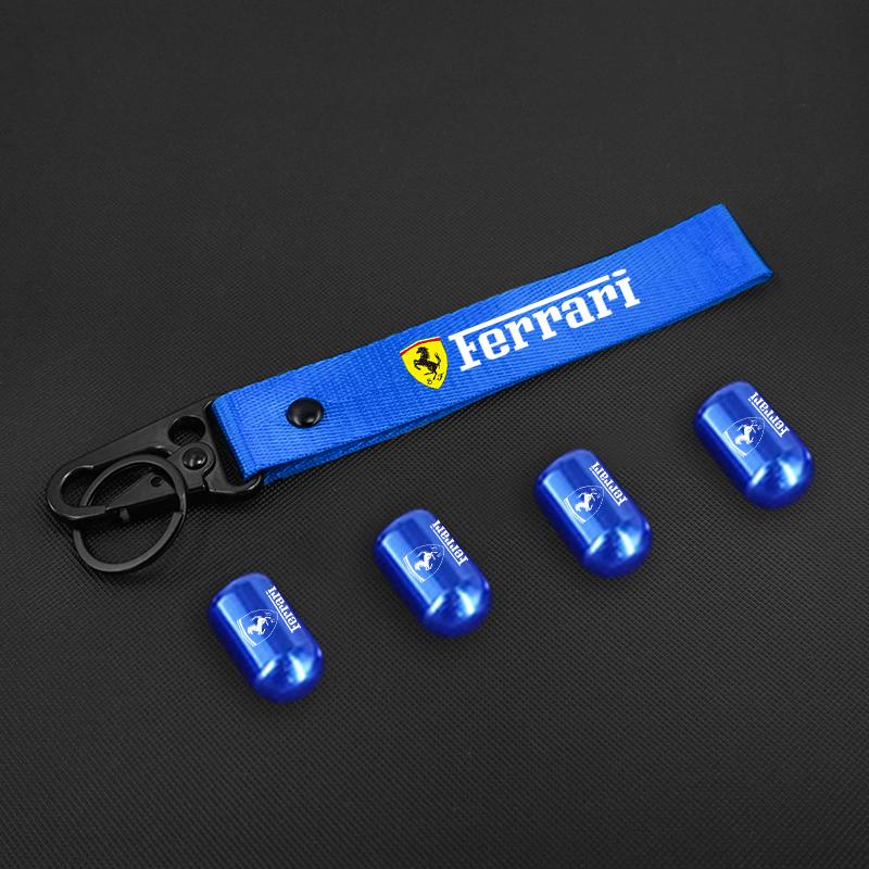 Car Tire Valve Cover Wheel Caps With Auto Keychain for Ferrari Roma F80 296 GTB GTS SF90 Stradale Spider Spyde Accessories MQ2