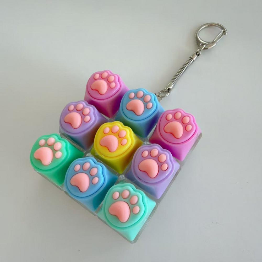 Silicone Cat Claw Keychain Keyboard Pressure Reducing Button Shaft Tester Pinching Block For Stress Relief