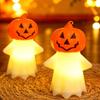 Halloween Decoration, Pumpkin Ghost 2-in-1 Night Light,, Safe Flame-Free LED Candle with Warm Glow, Small Cute Hanging Tabletop Decor for Home Party