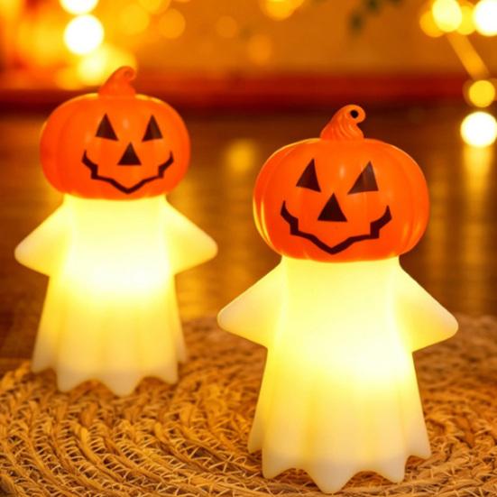 Halloween Decoration, Pumpkin Ghost 2-in-1 Night Light,, Safe Flame-Free LED Candle with Warm Glow, Small Cute Hanging Tabletop Decor for Home Party