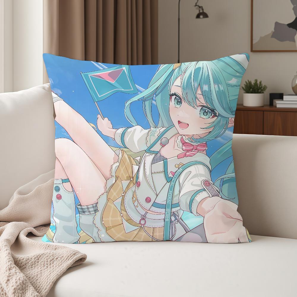 Cute Cartoon Hhatsune Virtual Singer Mmiku Pillow Case Suitable For Bedrooms Living Rooms Cars Home Decoration
