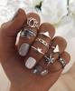 Retro Floral Carved Multi-Piece Stacking Ring Set