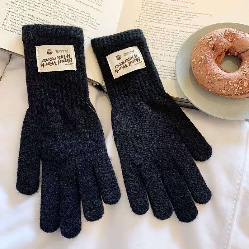 

Осень и зима удлиненные напульсники арктический бархат вязаные перчатки теплые с открытыми пальцами сенсорные для поездок ветрозащитные универсальные перчатки 10X28 long чёрный