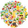 35pcs-50pcs Cartoon Tropical Stickers Playful Beach Stationery Stickers Summer Stickers For Laptop Motorcycle Luggage Phone DIY