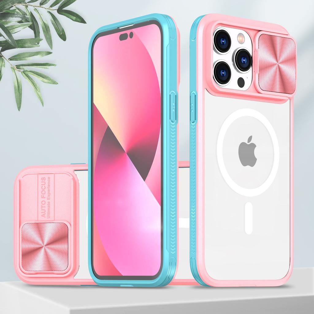 The extraordinary charm armor is suitable for iPhone16Promax magnetic mobile phone case, Apple 15 two-color anti-drop window protective case.