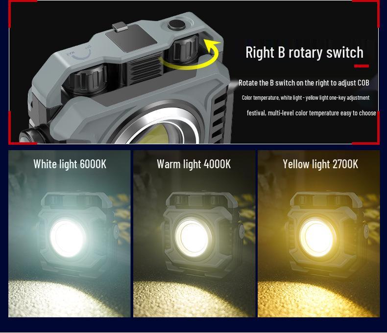 Adjustable Color Temperature High-Brightness LED Camping & Work Light with Long Battery Life and Magnetic Base