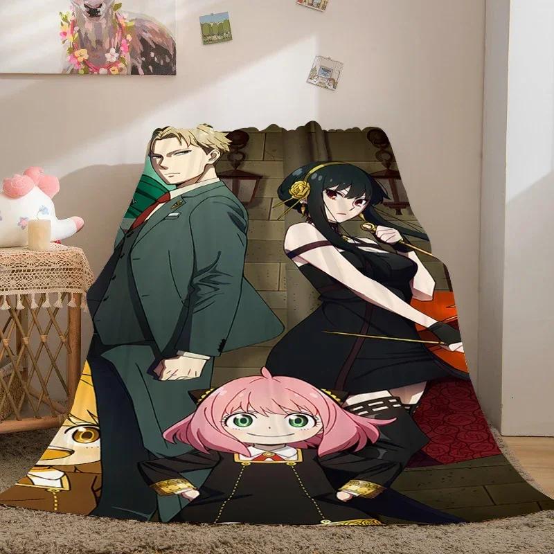 Anime Sofa Blankets for Winter A-Spy×Family Warm Knee Bed Fleece Camping Fluffy Soft Blankets King Size Microfiber Bedding