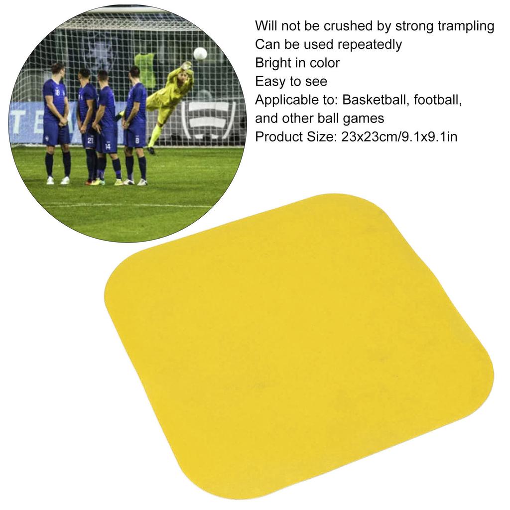 10PCS Soccer Spot Marker PP 23cm Square Flat Soccer Floor Dots for Outdoor Speed Training Yellow