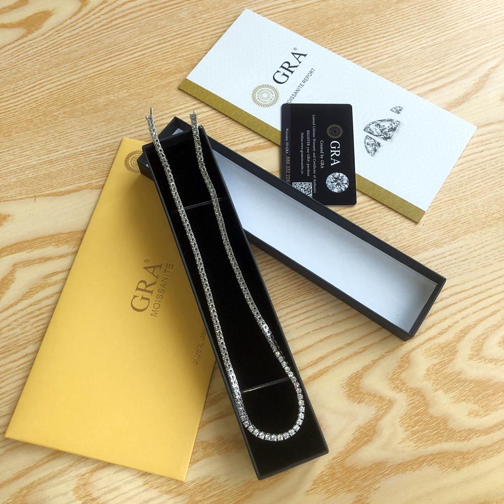 925 Sterling Silber Moissanit Tennis Halskette für Frauen echte 3 4 5 mm Diamanten mit Halskette edler Schmuck