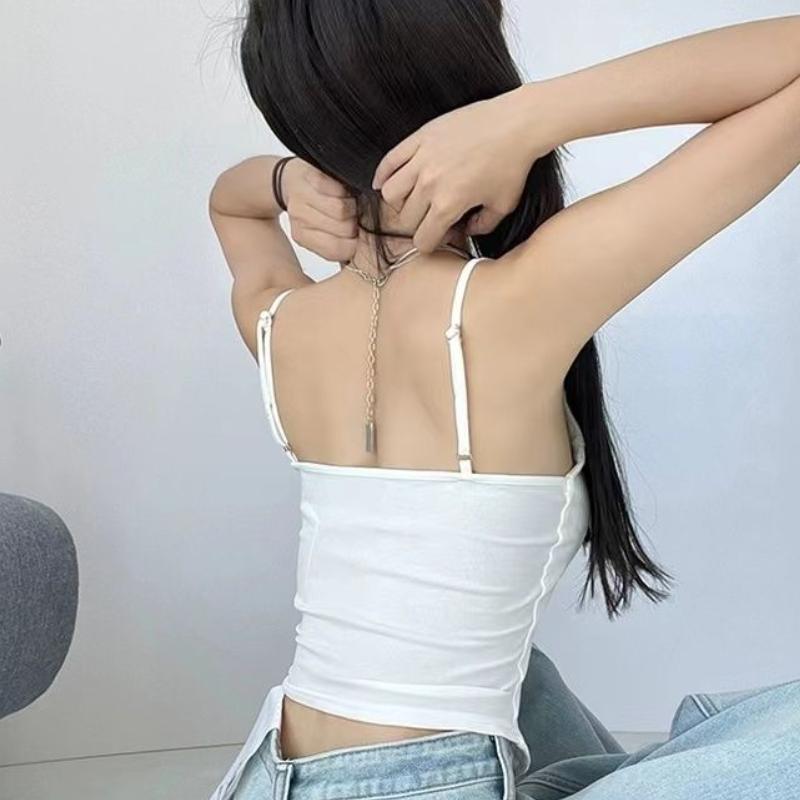 Spicy Girl Fishbone Sexy One-piece Tank Top with Chest Cushion and Camisole Summer Women's Base Outer Wear Sleeveless Top Covering The Flesh