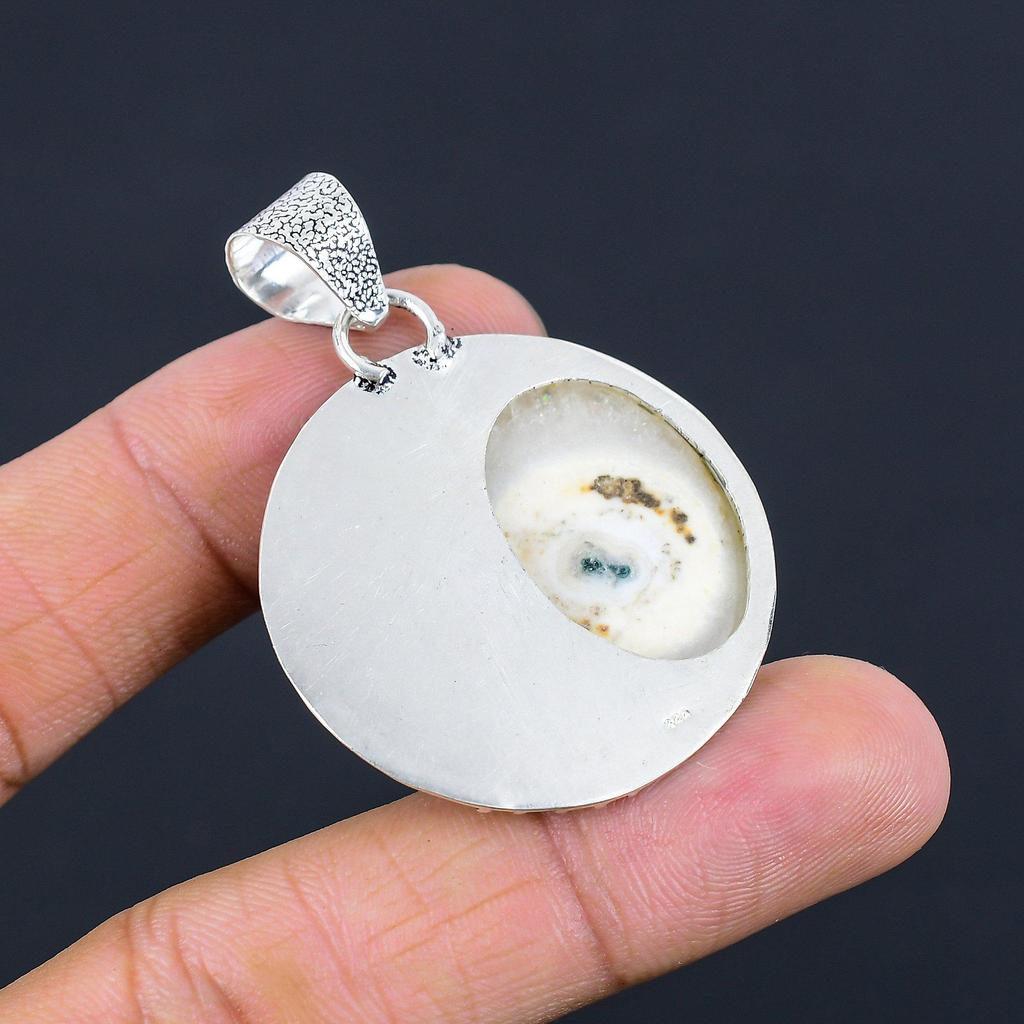 Memorial Day Sale 925 Silver Natural Solar Moss Opal Engagement Pendant Jewelry